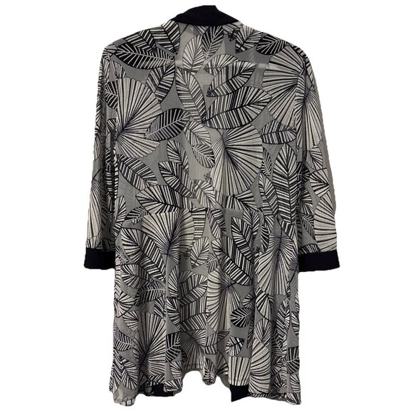 R&M Richards Blue & White Open Front Mesh Cardigan Size 16 - Picture 2 of 7